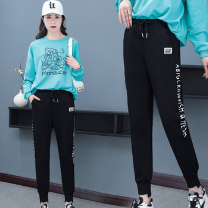 女裤子2021春秋新款时尚大码裤显瘦束脚裤女小个子休闲裤女ing潮图2