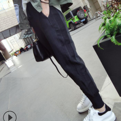 运动裤女2019春季新款显瘦哈伦裤原宿bf风九分裤韩版学生百搭休闲图3