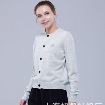 2020年春秋新款外套AC款羊毛毛衣长袖笑脸开衫女装一件代发图2