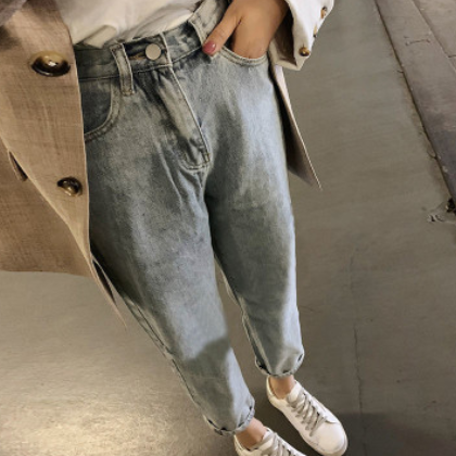新款九分乞丐裤膝盖破洞牛仔裤女韩版学生哈伦老爹裤子宽松高腰潮图3