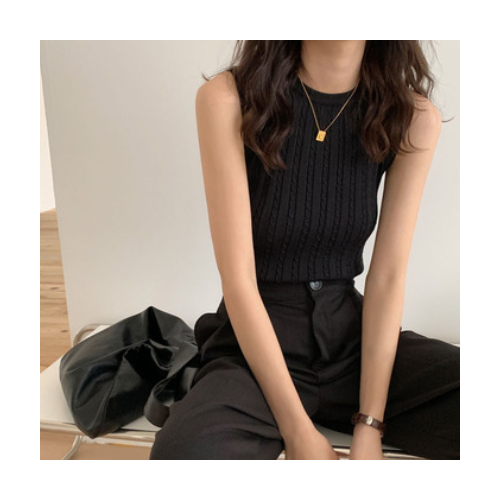 心机打底小吊带背心女 2021外穿网红泫雅针织显瘦chic港味ins上衣图2
