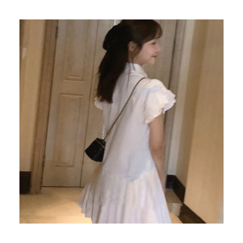 小个子设计感茶歇法式可盐可甜约会桔梗初恋白色连衣裙子女2021夏图2
