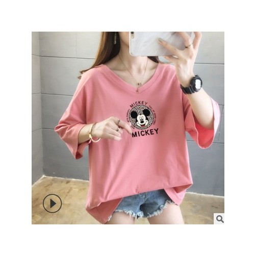 300斤胖妹妹大码宽松纯棉短袖t恤女2021夏装新款加大加肥印花上衣图3