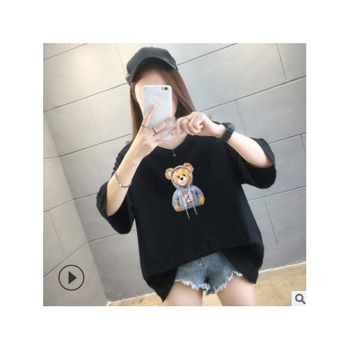 300斤胖妹妹大码宽松纯棉短袖t恤女2021夏装加大加肥220斤上衣潮图3