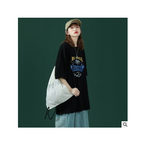 100%纯棉26支夏季新款韩版大码女装短袖t恤女夏季宽松百搭ins潮上图1