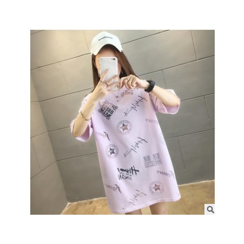 大码胖mm2021新款学生上衣夏季韩版大码中长款女装短袖t恤女1图3