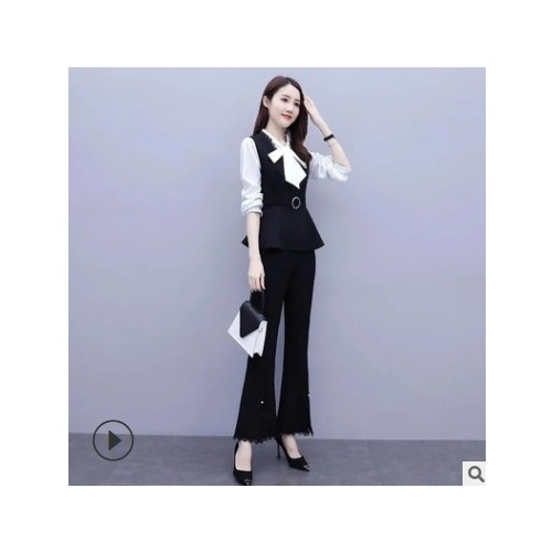 春季女套装2021新款时尚洋气开叉阔腿裤气质名媛显瘦两件套女潮图2