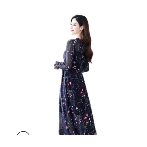 春秋季很仙的法国小众碎花2021新款女装雪纺连衣裙长袖长款女裙子图2