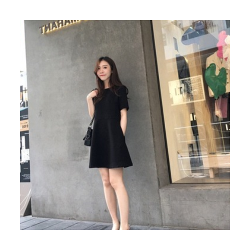 2021新款法国桔梗高腰小众智熏赫本风复古法式小黑裙连衣裙夏女图1