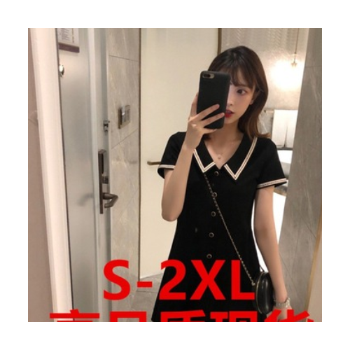 2020新款V领连衣裙女气质显瘦收腰赫本风小黑裙夏黑色裙子图2