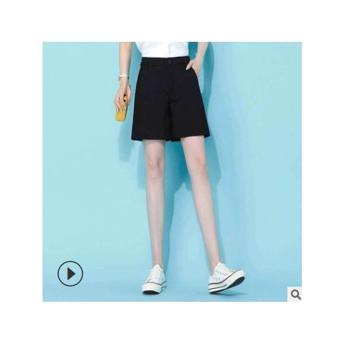 宽松短裤女夏季2020新款薄款高腰阔腿中裤大码直筒休闲白色五分裤图2