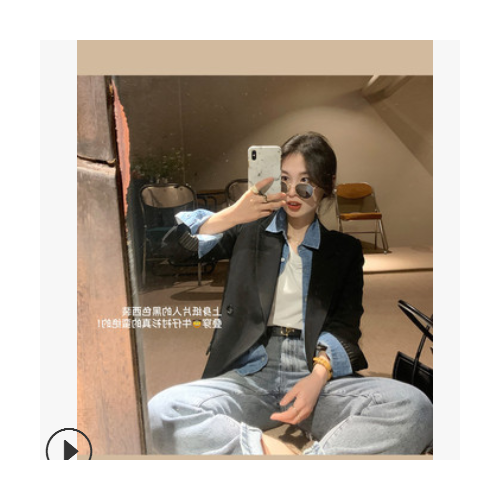 网红定制小西装外套女春秋季韩版宽松直筒气质白色西服女上衣图2