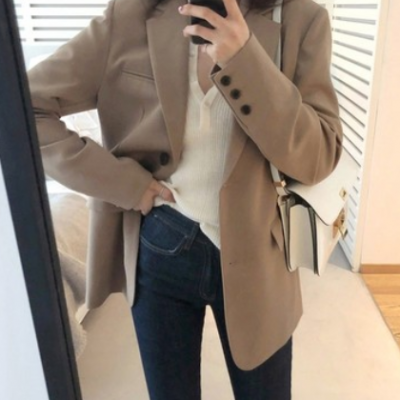 西装外套女士炸街感设计感2021年秋季韩版宽松英伦风黑色西服上衣