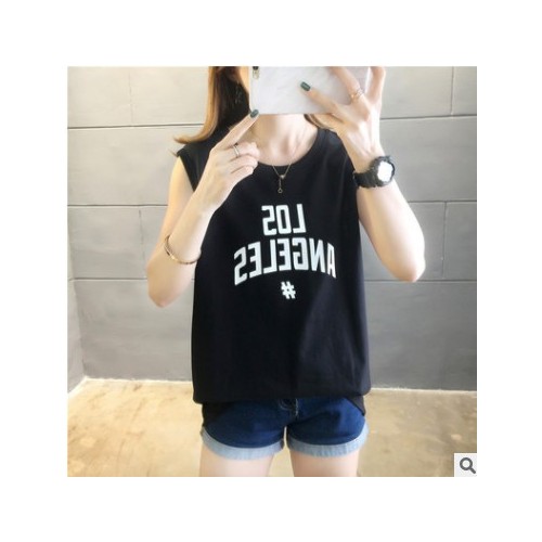 2020新款韩版学生ins潮无袖t恤女宽松情侣装设计感背心夏外穿上衣图2