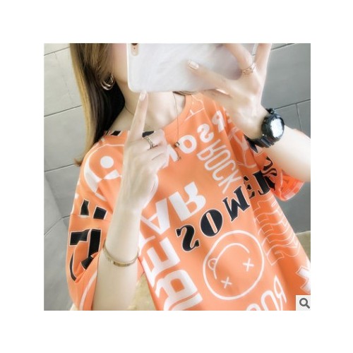 2020新款韩版t恤女ins大码胖mm宽松显瘦学生女半袖bf原宿风上衣女图2