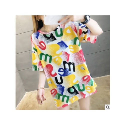 2020新款韩版t恤女ins大码胖mm宽松显瘦学生女半袖bf原宿风上衣女图2