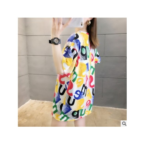 2020新款韩版t恤女ins大码胖mm宽松显瘦学生女半袖bf原宿风上衣女图3