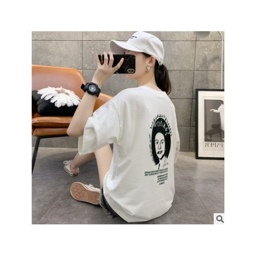 棉2020新款夏季韩版ins卡通学生原宿bf短袖t恤女大码宽松半袖上衣图3