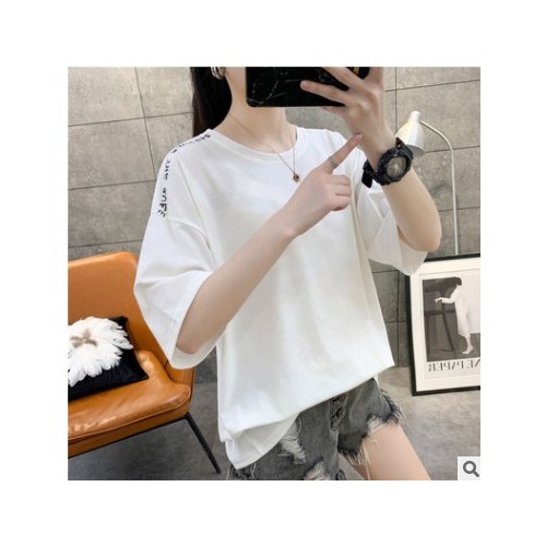 棉2020新款夏季韩版ins卡通学生原宿bf短袖t恤女大码宽松半袖上衣图2