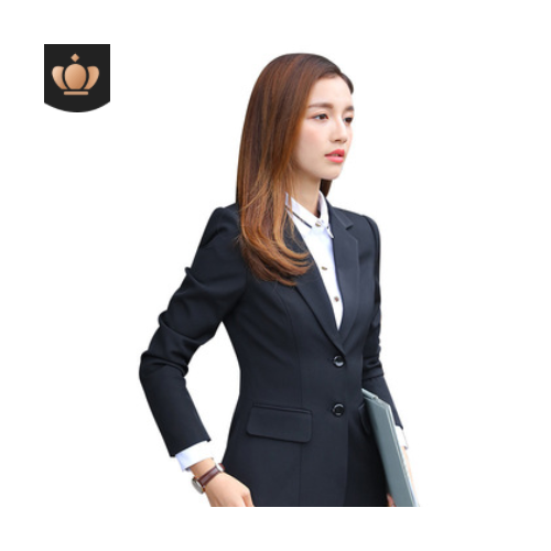 黑色西装正装外套女气质上衣秋冬职业套装工作服韩版两粒扣西服图3
