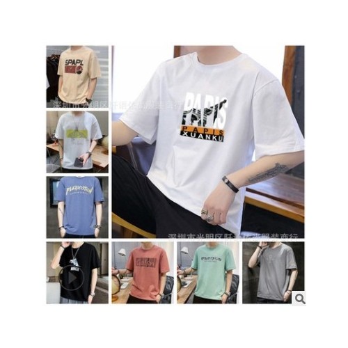 2020夏季新款男装短袖t恤热销韩版大码男式上衣外贸地摊批发货源图3