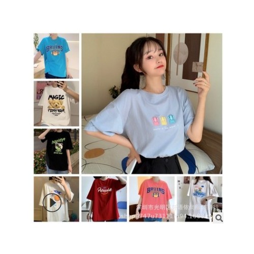 2021夏季新款女装短袖t恤 韩版宽松上衣大码女式体恤外贸地摊批发图3
