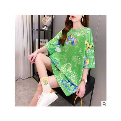 实拍盐系上衣小心机夏装韩版宽松中长款短袖T恤女网红ins潮上衣女图3