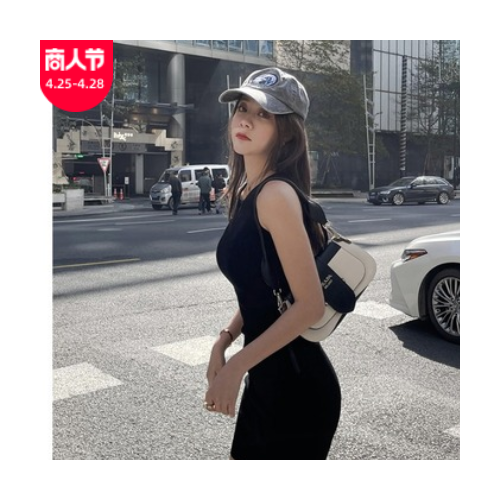 韩版时尚性感无袖针织裙修身气质收腰包臀显瘦中长款吊带连衣裙图2
