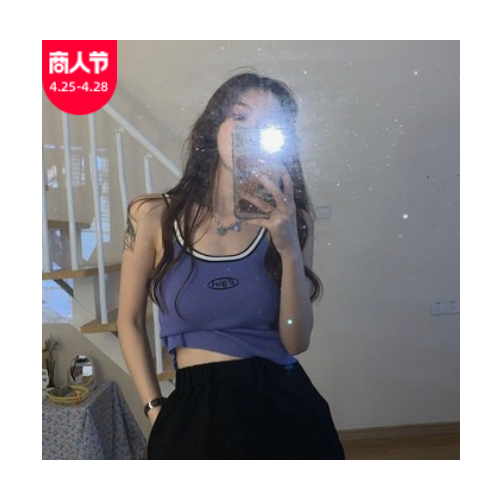 吊带背心女外穿撞色V领性感针织内搭美背打底夏季短款紧身上衣潮图2