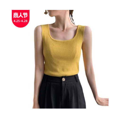 网红针织小吊带背心女夏季黑色无袖t恤内搭打底时尚外穿ins潮外搭图3