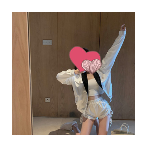 早安樊樊 白色高腰阔腿运动短裤女夏外穿百搭韩版宽松跑步休闲裤图3
