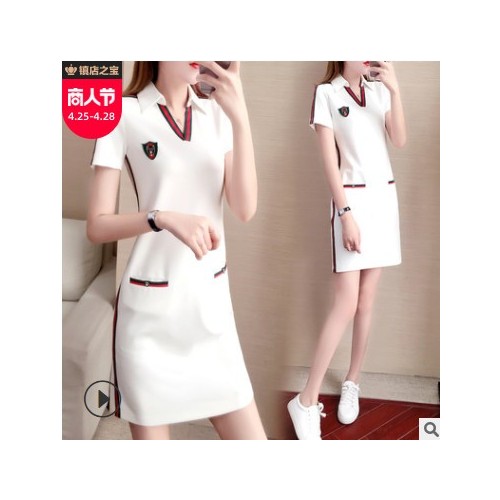 大码女装一件代发2021夏装新款连衣裙减龄宽松遮肚休闲运动裙批发图2