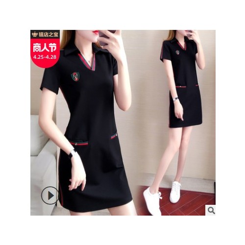 大码女装一件代发2021夏装新款连衣裙减龄宽松遮肚休闲运动裙批发图1