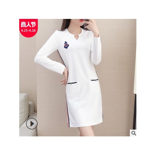 大码女装新款一件代发秋装时尚直筒休闲宽松显瘦中长款连衣裙批发图2
