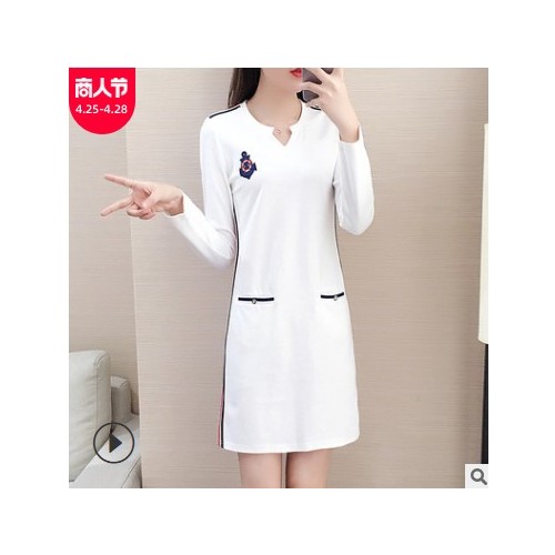 大码女装新款一件代发秋装时尚直筒休闲宽松显瘦中长款连衣裙批发图3