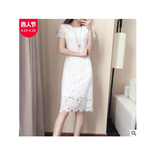 【实拍盗图必究】大码女装夏季蕾丝连衣裙胖妹妹包臀裙一件代发图2