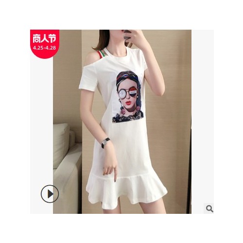 大码女装夏装新款批发胖仙女显瘦遮肚子鱼尾裙连衣裙减龄一件代发