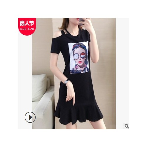 大码女装夏装新款批发胖仙女显瘦遮肚子鱼尾裙连衣裙减龄一件代发图3