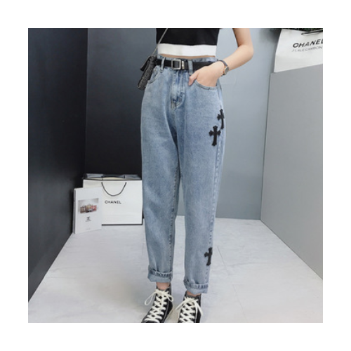 2020夏季浅色高腰牛仔裤子女2020新款韩版休闲显高显瘦百搭九分裤图3