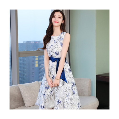 碎花连衣裙夏季新款女装韩版修身显瘦无袖时尚气质小清新背心裙潮图2