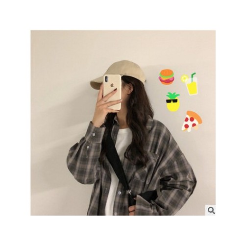 格子印花衬衫女设计感小众时尚上衣韩版学院超仙洋气翻领薄外套女图2