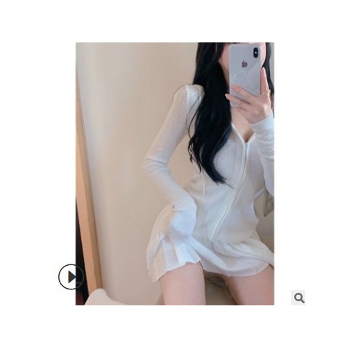 针织开衫女春季韩版休闲连帽长袖毛衣修身显瘦薄款衫上衣外套套装图3