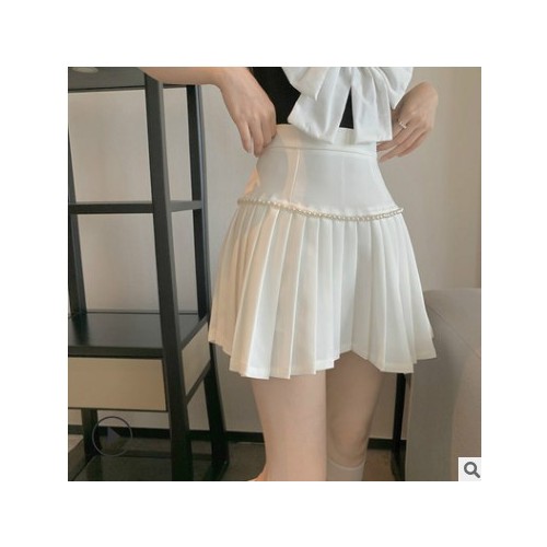 夏天裙子2021新款女神百褶短裙韩版高腰显瘦显腿长洋气a字半身裙图1