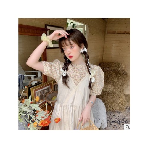 碎花甜美连衣裙女装夏季短袖小清新超仙森系中长款小个子吊带裙子图2
