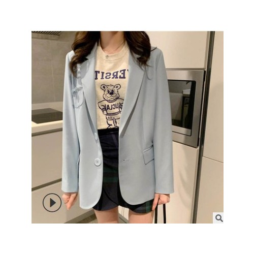 白色西装外套2021女小个子春季设计感斜纹休闲西服上衣女一件代发图3