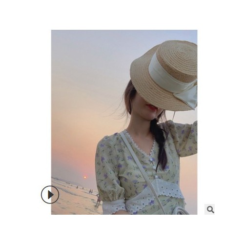 连衣裙女夏法式甜美温柔风裙子仙女碎花裙设计感v领长裙时尚甜美图3