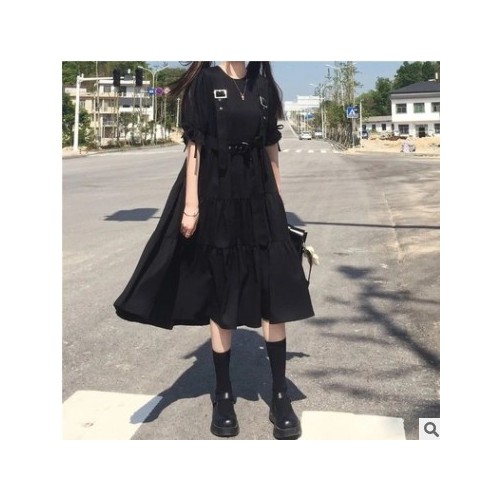 春季新款复古海军领蝴蝶结收腰显瘦长袖连衣裙女学生韩版A字裙子图3