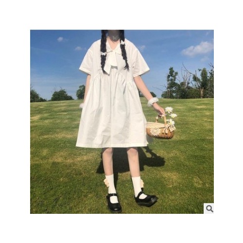 春夏季宽松设计感法式小众超仙女森系茶歇小个子初恋白色连衣裙子图3