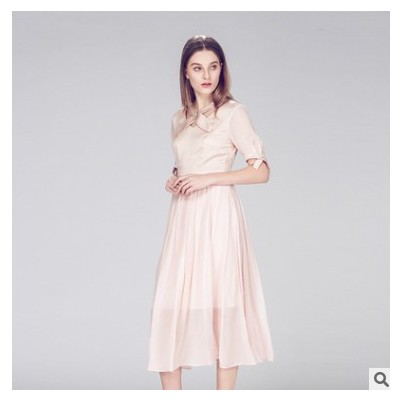 减龄裙子洋气显瘦小个子时尚女装2021新款春季法式复古粉色连衣裙