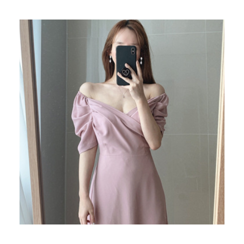 一件代发轻熟风法式短袖V领雪纺连衣裙女夏显瘦气质神范裙子3010图2